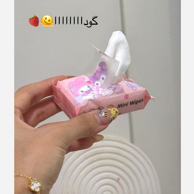دستمال مرطوب کرومی توت فرنگی خرسی جوجه خرگوش فانتزی کیوت مناسب پاک کردن آرایش کمپینگ مسافرتی کیفی جیبی کوچک مینی سانریو